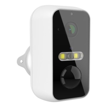 Cámara exterior inteligente 2K con sensor de movimiento, batería de 9600 mAh, IP65, Wi‑Fi Tuya, blanca