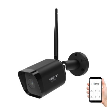 Cámara exterior inteligente con sensor Full HD 1080p, alimentación 12 V, protección IP65, Wi‑Fi y compatible con Tuya, color negro