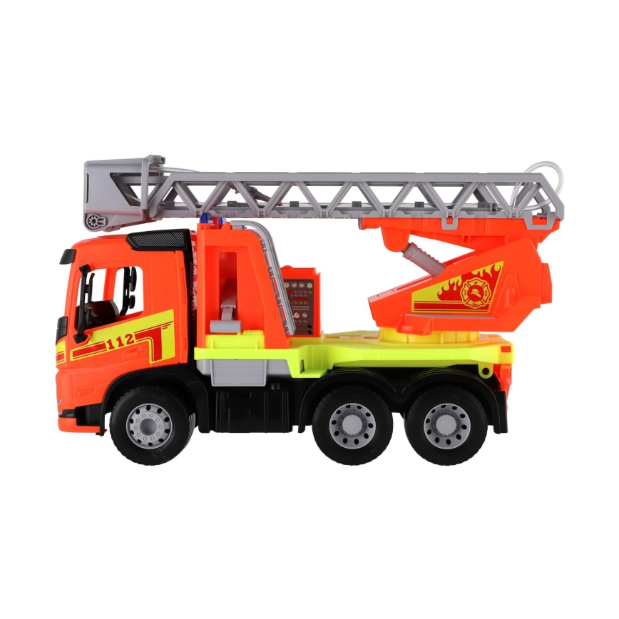 Camión de bomberos Volvo con escalera de 48 cm, color naranja