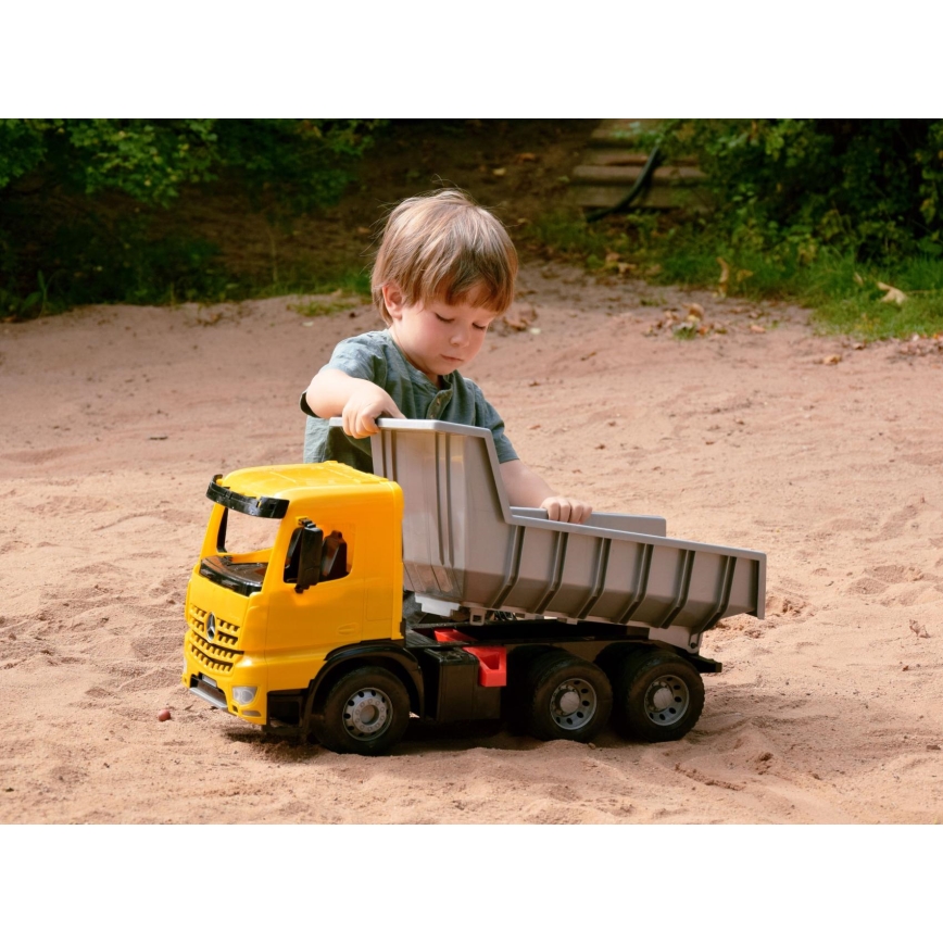 Camión volquete Mercedes GIGA TRUCKS 65 cm amarillo/gris