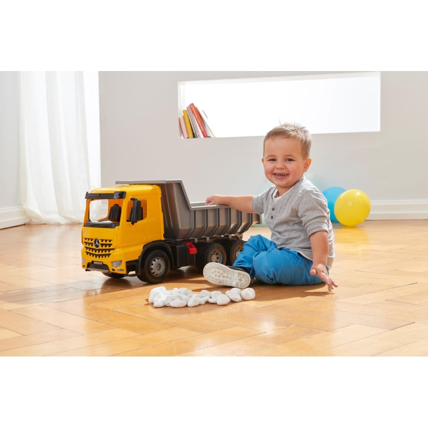 Camión volquete Mercedes GIGA TRUCKS 65 cm amarillo/gris