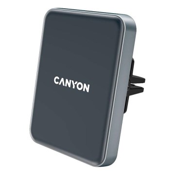 Canyon - Soporte magnético para teléfono móvil para coche con función de carga inalámbrica Qi 5V, diseño cuadrado, color negro