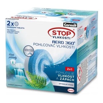 Ceresit - Pastillas para deshumidificador 2 en 1 AERO 360° 2x 450 g frescura de cascada