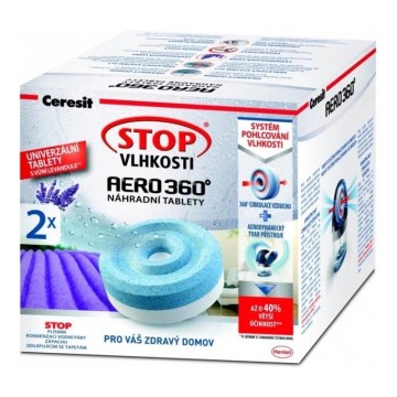 Ceresit - Tabletas para deshumidificador 2 en 1 AERO 360° 2x 450 g jardín de lavanda
