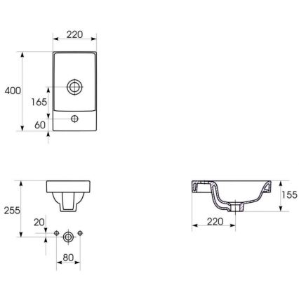 Cersanit K116-016 - Lavabo empotrado MODUO 22x40 cm cerámica/blanco brillante