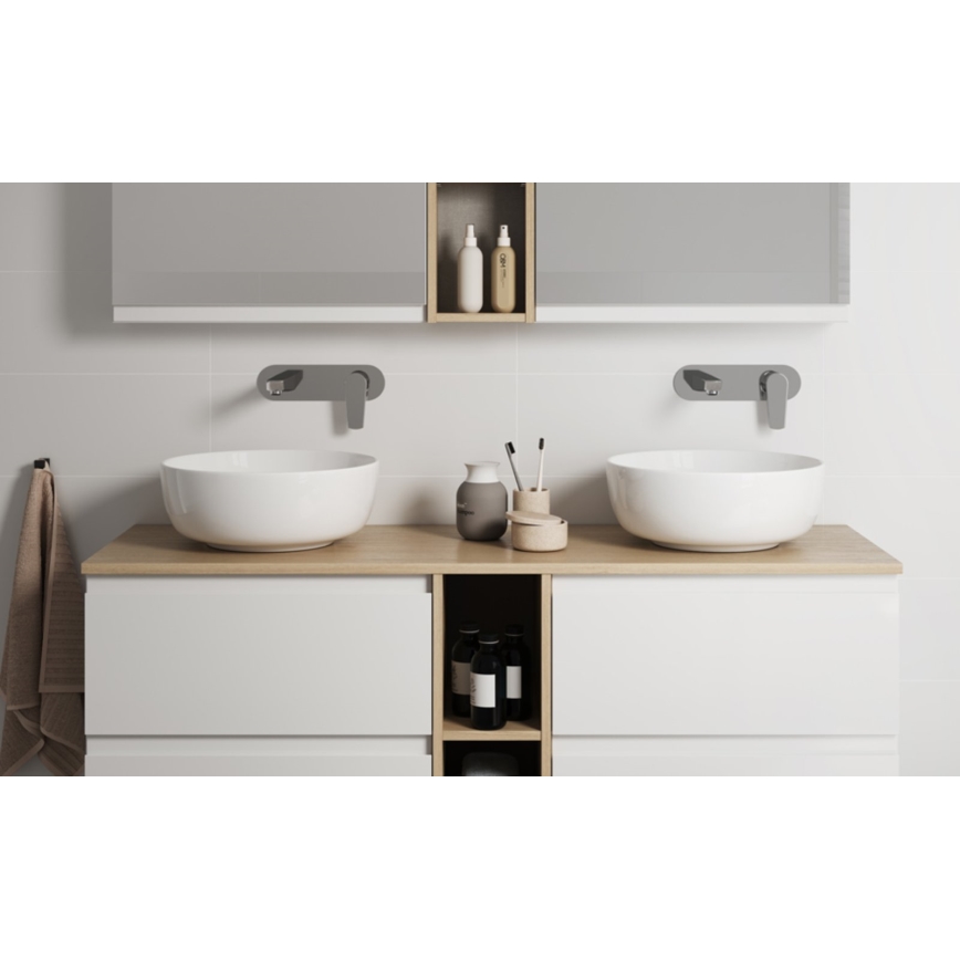 Cersanit K116-048-ECO - Lavabo de encimera MODUO, diámetro 40 cm, cerámica, blanco brillante