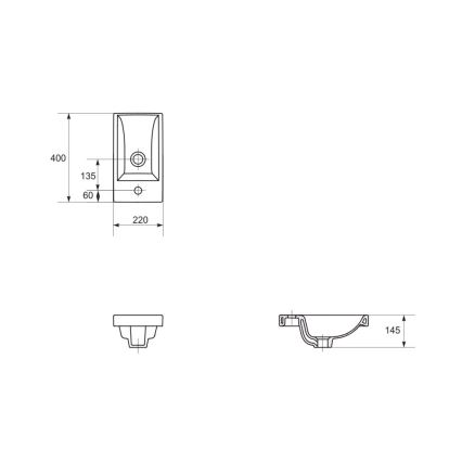 Cersanit K32-001-BOX - Lavabo para encimera/colgante COMO 22x40 cm cerámica/blanco brillante