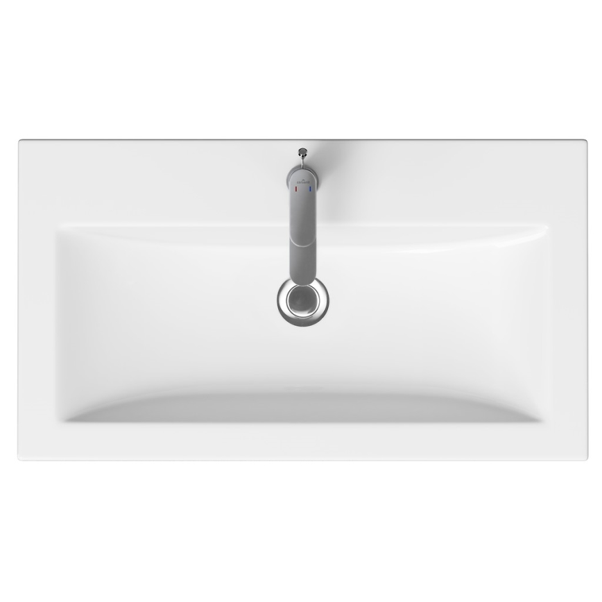 Cersanit K32-004-BOX - Lavabo COMO para encimera/suspendido 45x80 cm, cerámica, blanco brillante