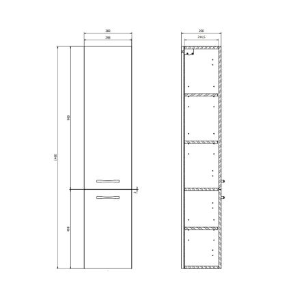 Cersanit S1003-001 - Mueble de baño suspendido NIKO 140x30 cm nogal