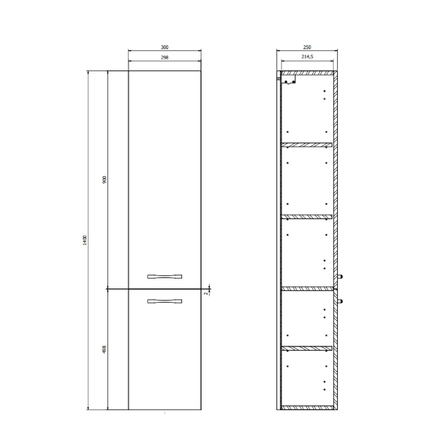 Cersanit S1003-001 - Mueble de baño suspendido NIKO 140x30 cm nogal
