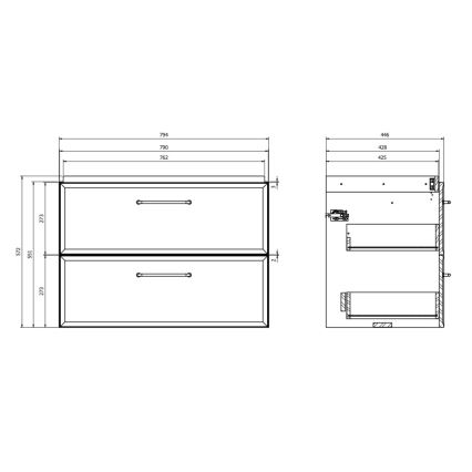 Cersanit S1017-003 - Mueble de baño suspendido para lavabo MILLE 80x45 cm negro