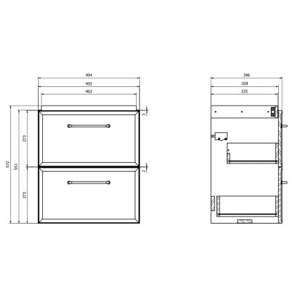 Cersanit S1021-006 - Mueble de baño suspendido para lavabo MILLE SLIM 50x35 cm negro