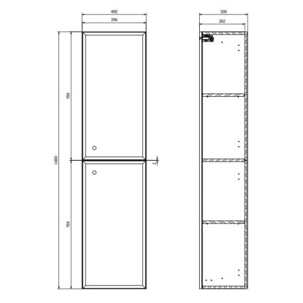 Cersanit S1021-012 - Mueble de baño suspendido MILLE 40x160x30 cm verde menta