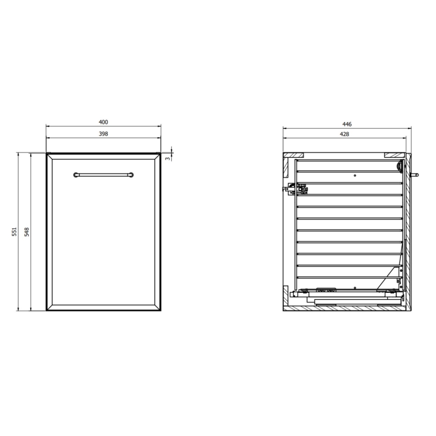 Cersanit S1022-011 - Mueble de baño suspendido con cesto para ropa MILLE 40x45 cm blanco