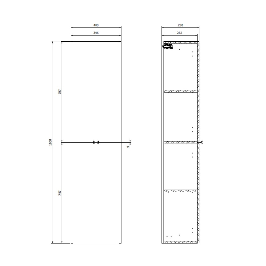Cersanit S598-050-DSM - Mueble de baño suspendido MALIKA 160x40 cm blanco brillante