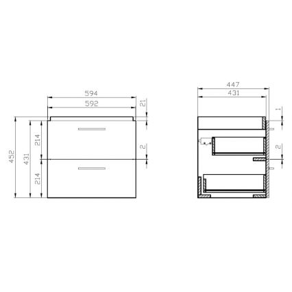 Cersanit S801-142-DSM - Mueble de baño suspendido con lavabo LARA CITY, 60 x 45 cm, blanco
