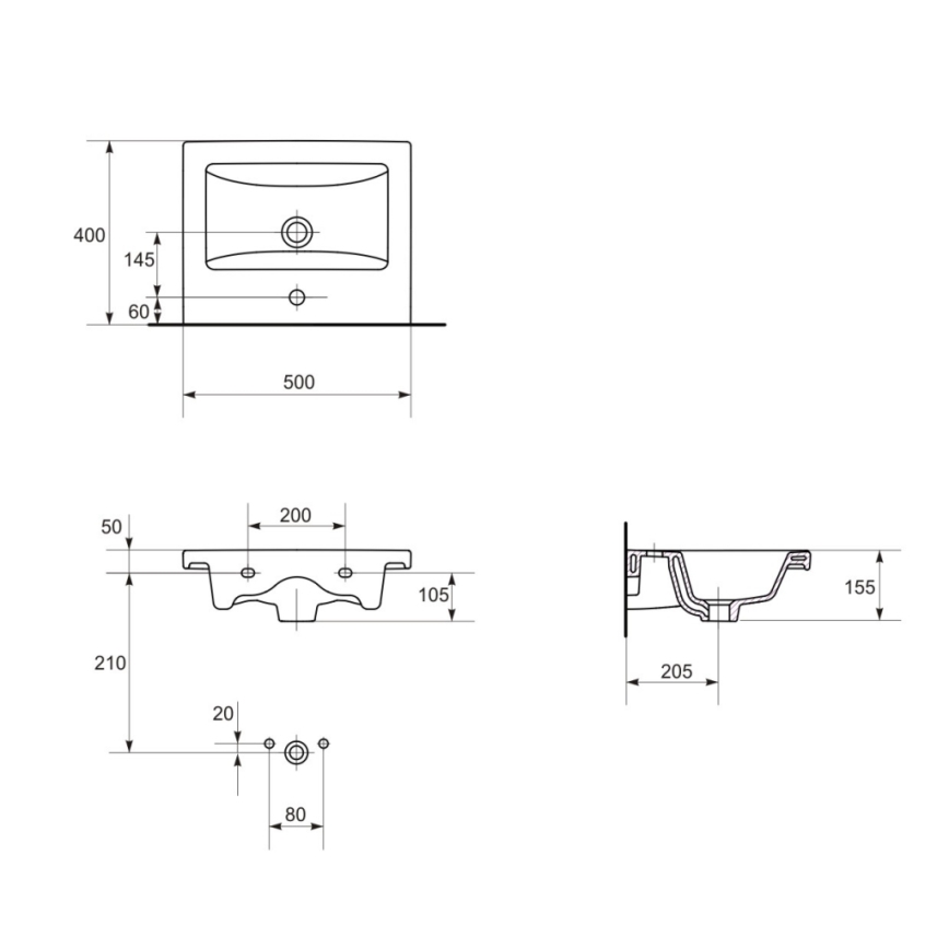 Cersanit S801-153-DSM - Mueble de baño suspendido con lavabo LARA COMO 50x40 cm nogal