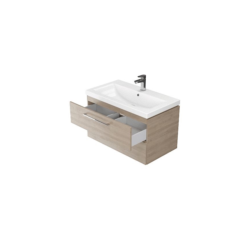 Cersanit S801-154-DSM - Mueble de baño suspendido con lavabo LARA 80x45 cm nogal