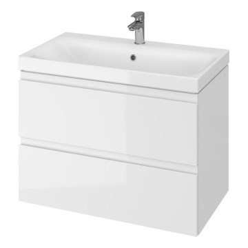 Cersanit S801-221-DSM - Mueble de baño suspendido con lavabo MODUO 80x62x45 cm, blanco brillante