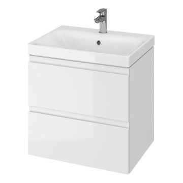 Cersanit S801-223-DSM - Mueble de baño suspendido con lavabo integrado MODUO 60x45 cm, acabado blanco brillante