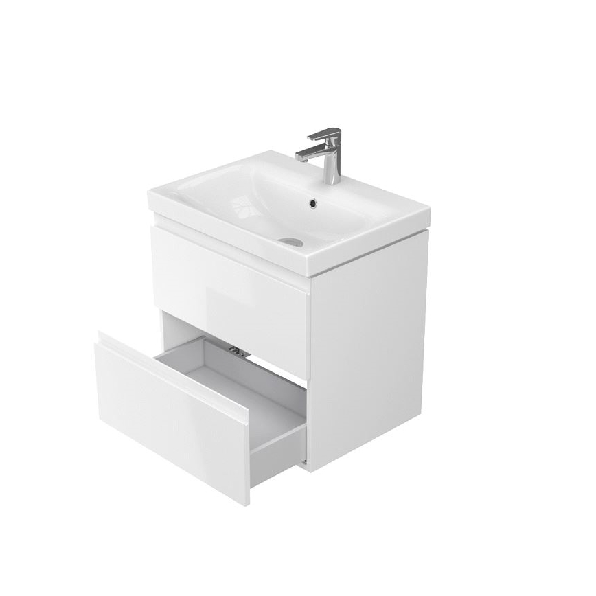 Cersanit S801-223-DSM - Mueble de baño suspendido con lavabo MODUO 60x57x45 cm blanco brillante