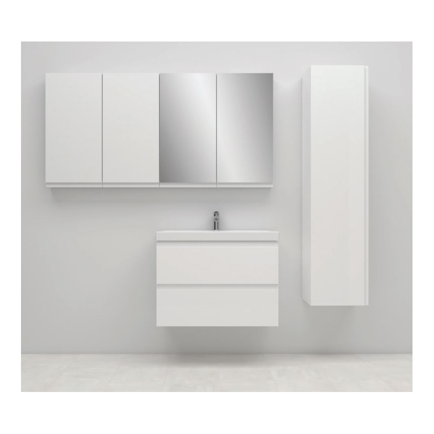 Cersanit S801-225-DSM - Mueble de baño suspendido con lavabo MODUO SLIM 80x38 cm blanco brillante