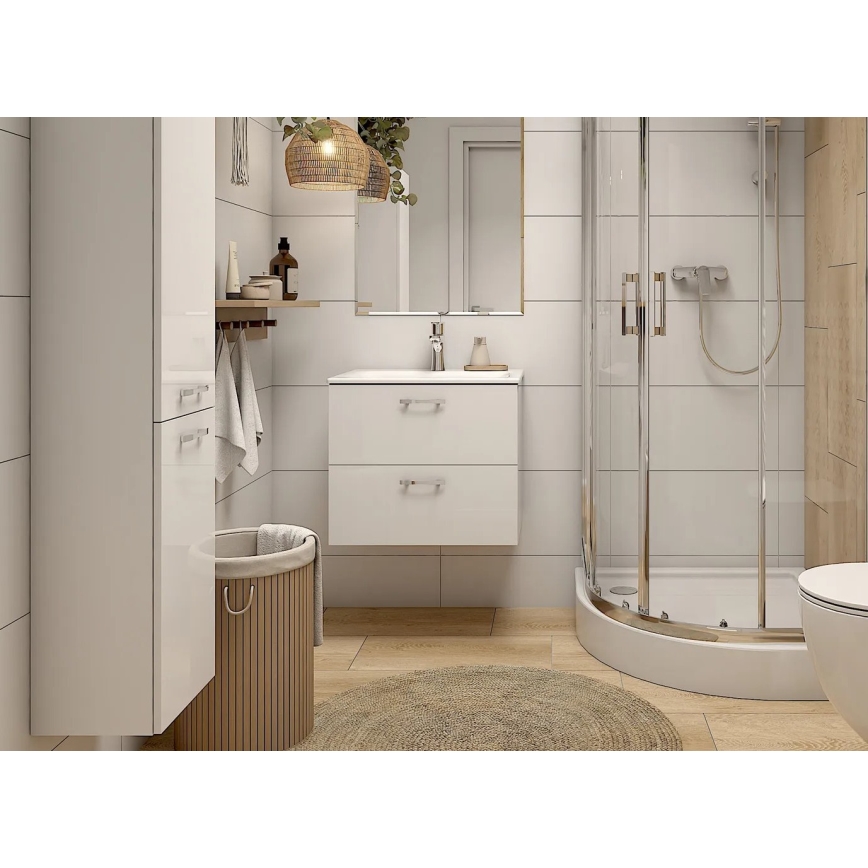 Cersanit S801-309-DSM - Mueble de baño suspendido con lavabo NIKO 60x45 cm blanco