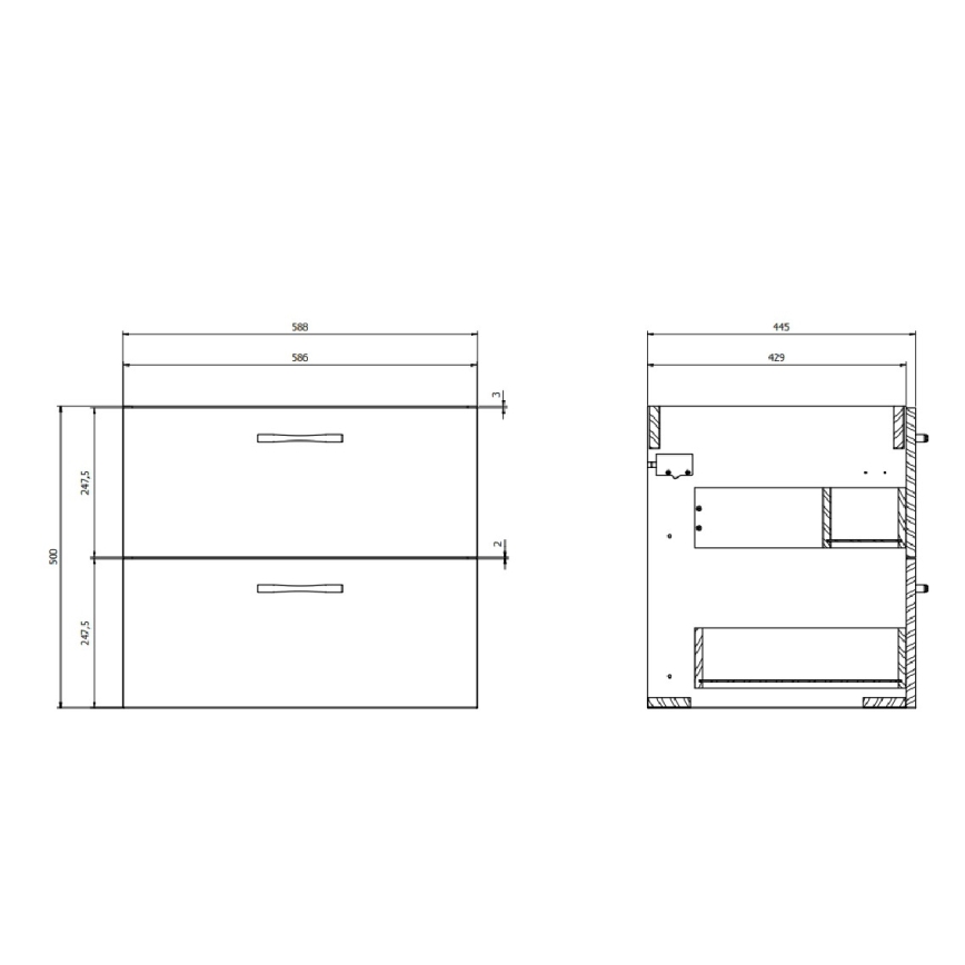 Cersanit S801-309-DSM - Mueble de baño suspendido con lavabo NIKO 60x45 cm blanco