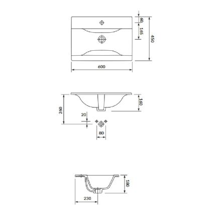Cersanit S801-309-DSM - Mueble de baño suspendido con lavabo NIKO 60x45 cm blanco