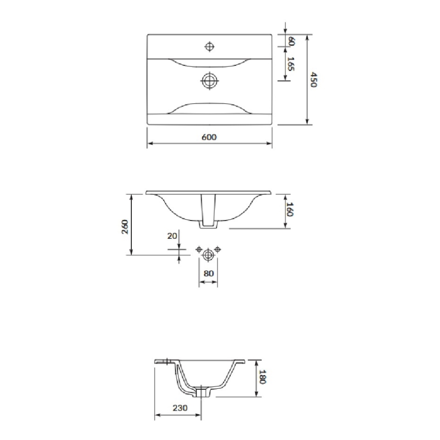 Cersanit S801-309-DSM - Mueble de baño suspendido con lavabo NIKO 60x45 cm blanco