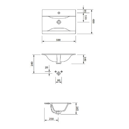 Cersanit S801-456 - Mueble de baño suspendido con lavabo NIKO 50x40 cm blanco