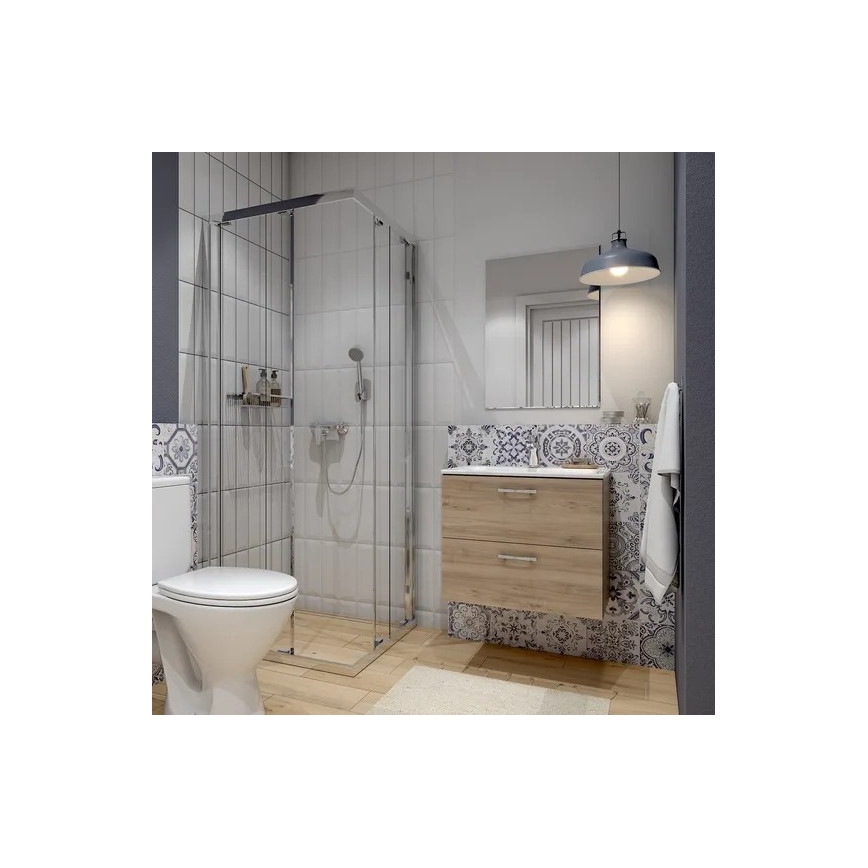 Cersanit S801-458 - Mueble de baño suspendido con lavabo NIKO 50x40 cm nogal
