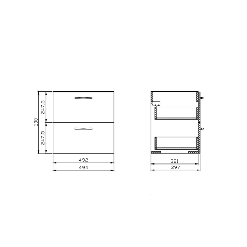 Cersanit S801-458 - Mueble de baño suspendido con lavabo NIKO 50x40 cm nogal