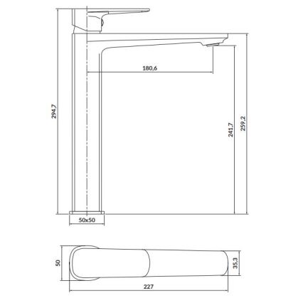 Cersanit S951-392 - Grifo de lavabo LARGA 29,5 cm cromo brillante