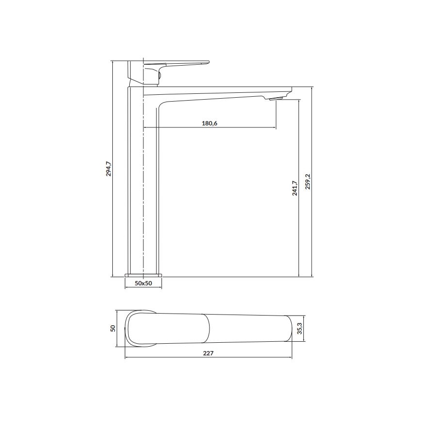 Cersanit S951-392 - Grifo de lavabo LARGA 29,5 cm cromo brillante
