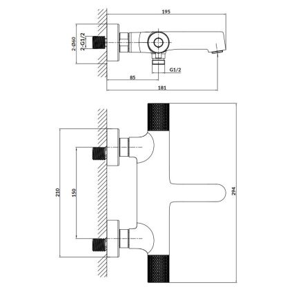 Cersanit S951-566 - Grifo termostático para bañera ZEN negro