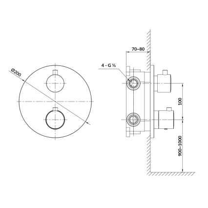 Cersanit S951-567 - Grifo de ducha termostático para instalación empotrada ZEN negro