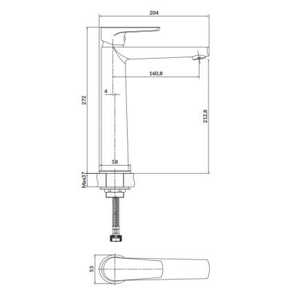 Cersanit S951-585 - Grifo de lavabo MODUO 27,2 cm negro