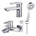 Cersanit S952-003 - Juego de bañera con grifo + grifo para lavabo MILLE cromo brillante