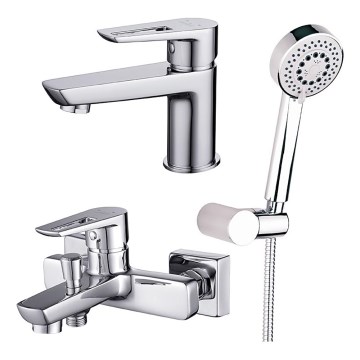 Cersanit S952-003 - Juego de bañera con grifo + grifo para lavabo MILLE cromo brillante