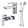 Cersanit S952-004 - Juego de ducha con grifo + grifo para lavabo MILLE cromo brillante