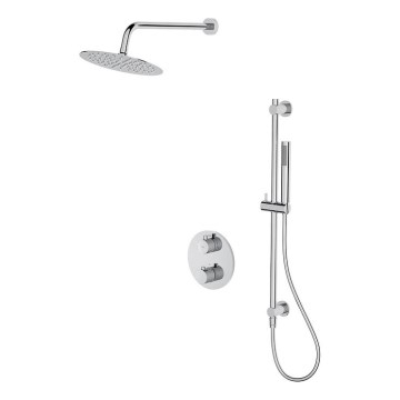 Cersanit S952-032 - Juego de ducha con grifo empotrado termostático ZEN cromo brillante