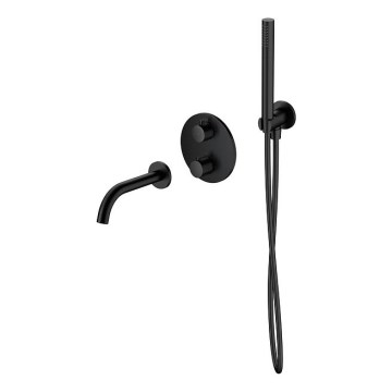 Cersanit S952-041 - Juego de baño con grifo empotrado termostático ZEN negro
