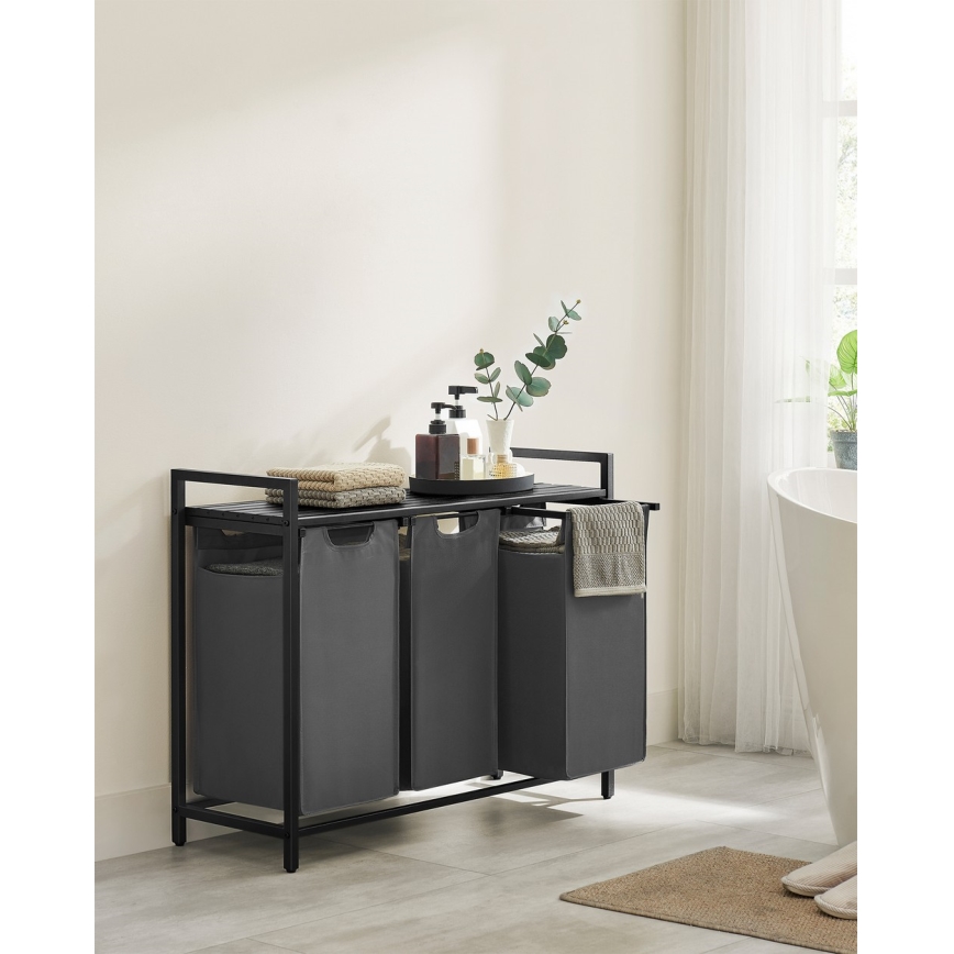 Cesta para ropa REX negro/gris
