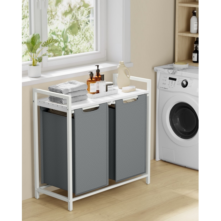 Cesto de ropa REX blanco/gris