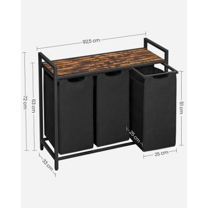 Cesto para la ropa REX marrón/negro