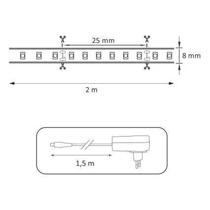 Cinta LED 2m LED/18W/12V 4000K