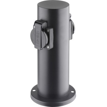 Columna de enchufe de exterior 2Z 230V IP44 negro angular