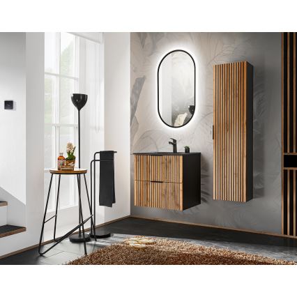COMAD XILO BLACK WOTAN 82-60-D-2S - Mueble de baño bajo lavabo XILO 57x60,2 cm negro/roble Wotan