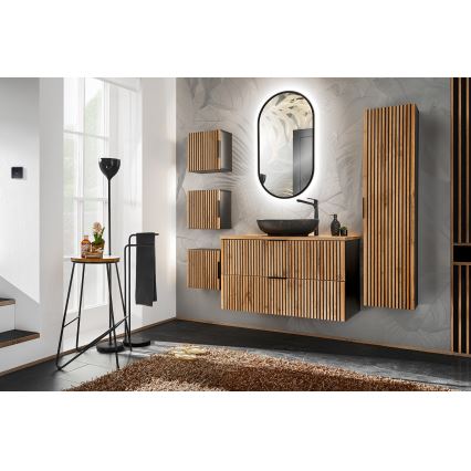COMAD XILO BLACK WOTAN 82-80-D-2S - Mueble bajo lavabo XILO 57x80,2 cm negro/roble wotan